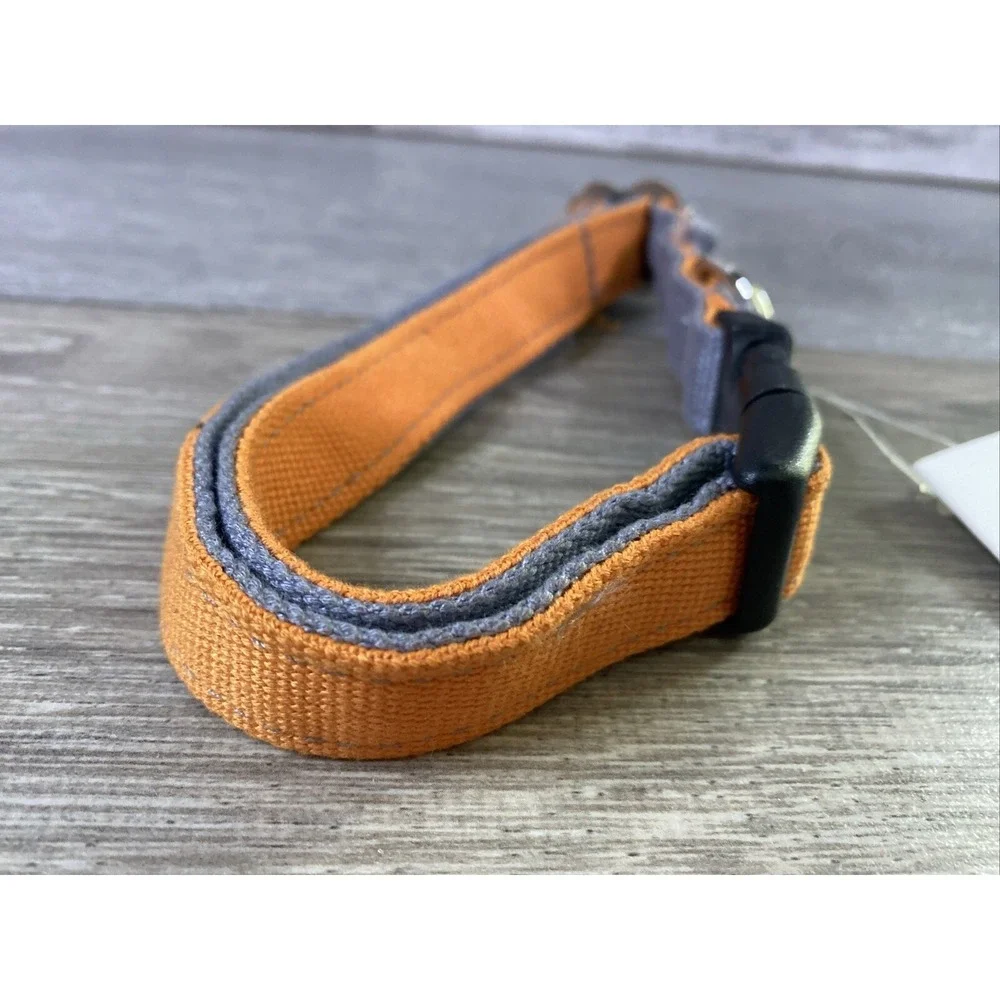 Wagging‎ Green Eco Hip Bamboo Dog Collar Medium Orange Grey 3/4
